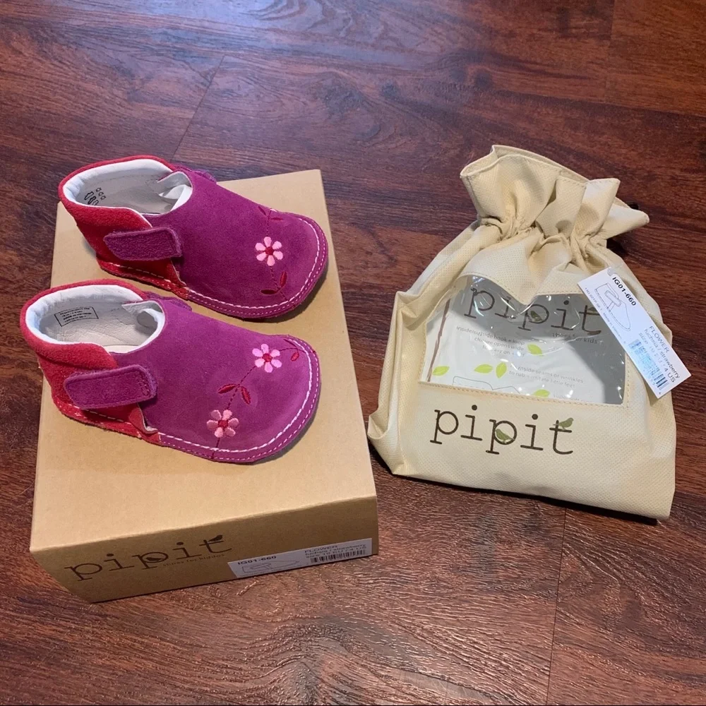 PIPIT $55 Suede Leather Designer Shoes Infant Crib Walking Balance Toddl…